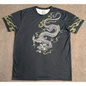Yellowman YMX Dragon Tattoo Black Short Sleeve T-Shirt Men's XL